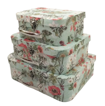 Набор подарочных коробок UFO Flowers сундук, W9483, 3 шт. (W9483 Набор 3 шт FLOWERS сундук) - Pampik