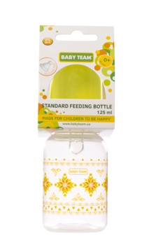 Пляшечка для годування Baby Team, з силіконовою соскою, 125 мл, салатовий (1400_салатовий) - Pampik - 2