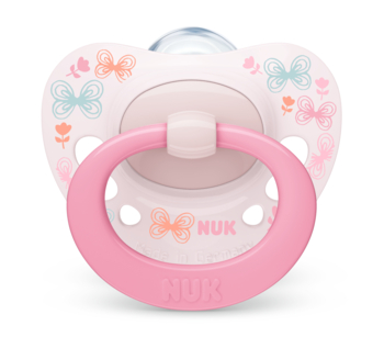 Пустышка силиконовая NUK Signature, ортодонтическая, 0-6 мес., розовый (3952345) - Pampik