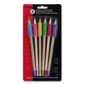 Карандаши чернографитные Luland с резинкой HB 6 шт. цвета в ассортименте (834097) - Pampik