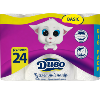 Бумага туалетная Диво Basic двухслойная, 24 рулона - Pampik