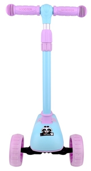 Самокат Daddychild HD-007-Blue с подсветкой колес голубой (HD-007-Blue) - Pampik - 2