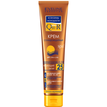 Сонцезахисний крем 4 в 1 Eveline Q10+R Spa, SPF 25, 125 мл - Pampik