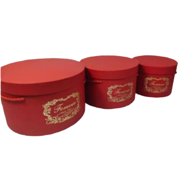 Набор подарочных коробок UFO Red YS 2516R 3 шт. (YS 2516R Набор 3 шт RED круг.) - Pampik