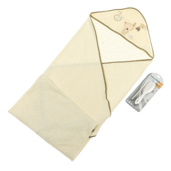 Полотенце с расческой и щеткой Interbaby Teddy, бежевый (8100223) - Pampik