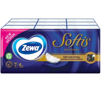 Носовички Zewa Softis Pocket, чотирьохшарові, 9 уп. по 5 шт. - Pampik