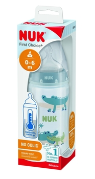 Бутылочка для кормления NUK First Choice Plus Крокодил, c силиконовой соской, 300 мл, голубой (3952397) - Pampik - 2
