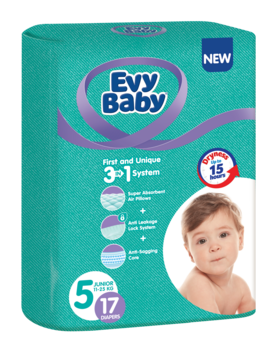 Підгузки Evy Baby 5 (11-25 кг), 17 шт. - Pampik