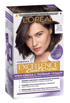 Стійка крем-фарба для волосся L'Oreal Paris Excellence Cool Creme відтінок 45601, ультра попелястий світло-каштановий, 192 мл - Pampik