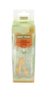 Пляшечка для годування Baby Team, скляна з силіконовою соскою, 150 мл, помаранчевий (1200) - Pampik - 2