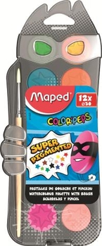 Акварельные краски Maped Color Peps, с кисточкой, 12 цветов (MP.811520) - Pampik