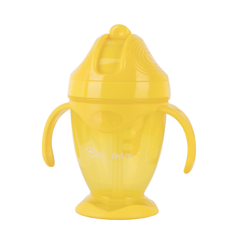 Поїльник Baby Team, з силіконовою трубочкою та ручками, 9+ міс., 220 мл, жовтий (5011) - Pampik