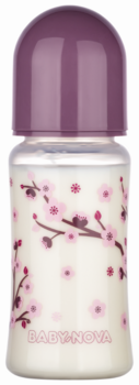 Бутылочка Baby-Nova Декор, з широким горлышком, 300 мл, сиреневый (3966381) - Pampik
