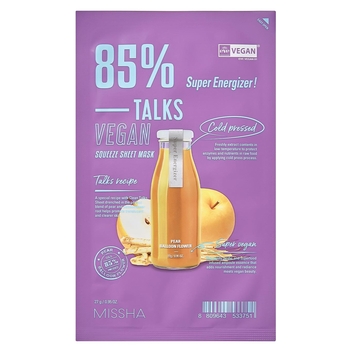 Тканева маска Missha Talk Vegan Squeeze Super Energizer, 27 - Pampik