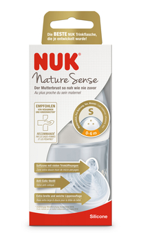 Пляшечка Nuk Nature Sense, з широким горлечком, з силіконовою соскою, 0-6 міс., 150 мл, білий (3952537) - Pampik - 2