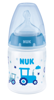 Пляшечка для годування NUK First Choice Plus Трактор, з силіконовою соскою, р.1, 150 мл (3952368) - Pampik