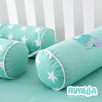 Захисний бортик-валик у ліжечко Papaella Горошок, ментоловий ( 8-34533) - Pampik - 9