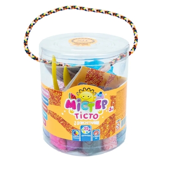 Набір тіста для ліплення Strateg Містер тісто, з блискітками, 22 кольори (71811) - Pampik