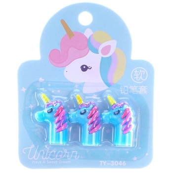 Набор колпачков канцелярских Единороги, голубой, 3 шт (853502) - Pampik