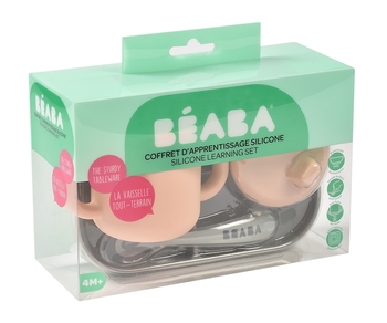 Набор посуды Beaba, силикон, 3 предмета, розовый с серым (913527) - Pampik - 7