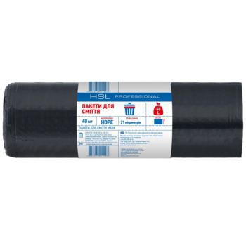 Пакеты для мусора HSL Professional крепкие 60 л, черные, 40 шт. - Pampik