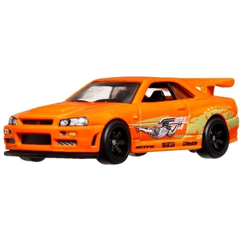 Автомодель Hot Wheels Форсаж Nissan Skyline GT-R BNR34 помаранчева (HNW46/HKD21) - Pampik - 4