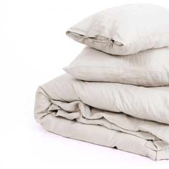 Простыня на резинке MirSon Linen Jasmine Лен 70х140 см бежево-серая (2200008269463) - Pampik - 6