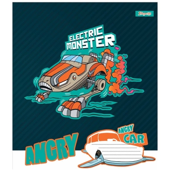 Тетрадь общая 1 Вересня Angry Car, А5, в косую линию, 12 листов (766297) - Pampik - 5