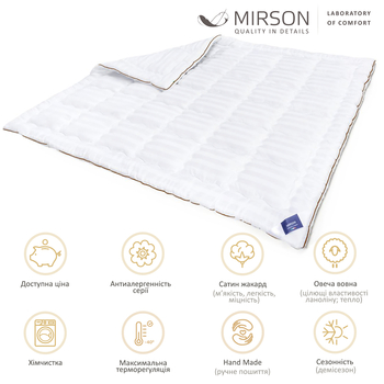 Ковдра вовняна MirSon Royal Pearl Premium Italy Hand Made №0346, демісезонна, 110x140 см, біла - Pampik - 5