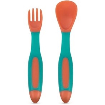 Набор столовых приборов Baboo, от 6 мес., 2 предмета, персиковый (10-036) - Pampik