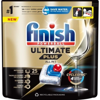 Капсули для посудомийних машин Finish Ultimate Plus All in 1, 25 шт. - Pampik