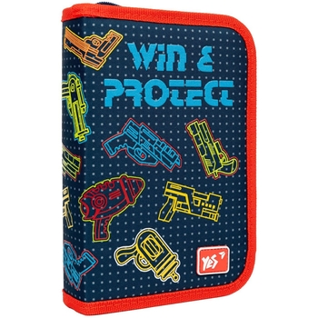 Пенал жесткий Yes HP-04 Blaster, 13х21х4 см, синий с красным (533145) - Pampik