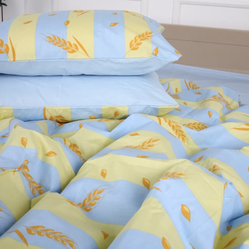 Підковдра на блискавці MirSon Ranforce Elite Еar of wheat 17-0588, ранфорс, 140х110 см, блакитна з жовтим - Pampik - 4