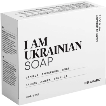 Твердое мыло DeLaMark I am Ukrainian с ароматом ванили, амбры и розы, 110 г - Pampik
