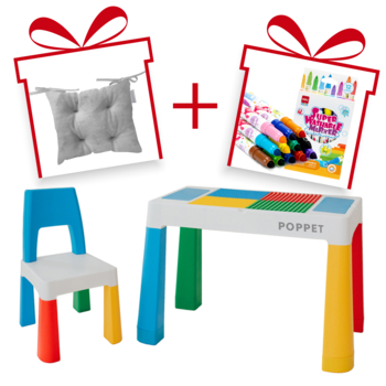 Комплект Poppet Столик Color Green 5 в 1 + Стул + Подушка на стул + Набор фломастеров (PP-002G-G) - Pampik
