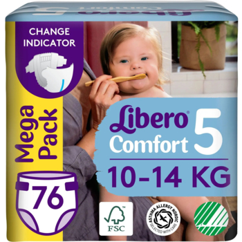 Подгузники на липучках Libero Comfort 5 (10-14 кг), 76 шт. - Pampik