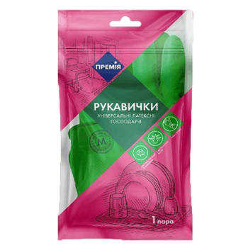 Перчатки хозяйственные Премія, латекс, с ароматом алоэ, размер М - Pampik