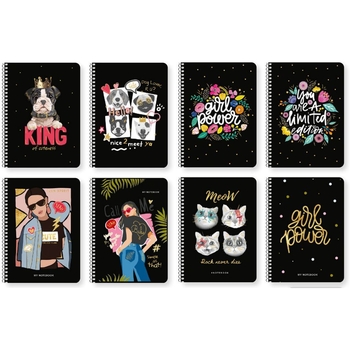 Блокнот для записей Student, А6, в клеточку, спираль, 80 л., Четыре мордашки котиков (A6-SC-080-6087K) - Pampik - 2