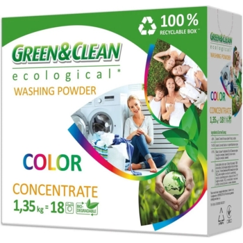 Пральний порошок Green & Clean Professional Color для кольорової білизни, концентрат, 1.35 кг - Pampik