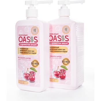 Мило рідке Nata-Oasis з ароматом вишні, з дозатором, 1000 мл - Pampik - 4