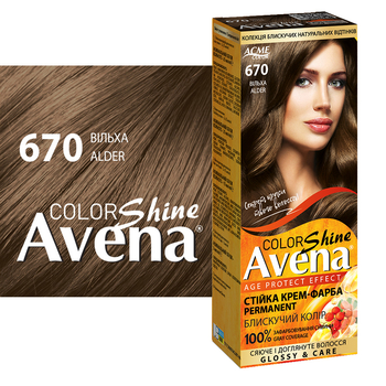 Cтійка крем-фарба для волосся Avena Shine Color вільха 670 138 мл - Pampik - 2