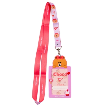 Бейдж на ленте Yes Line Friends Choco, вертикальный, розовый (940300) - Pampik