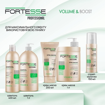 Маска-крем Fortesse Professional Volume & Boost Об'єм, для тонкого волосся, з дозатором, 1000 мл - Pampik - 7