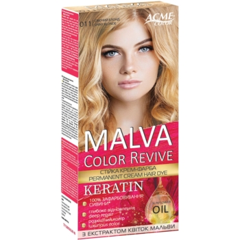 Стійка крем-фарба для волосся Malva Color Revive відтінок 11 сяючий блонд, 103 мл - Pampik