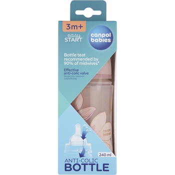 Пляшка антиколікова з широким отвором Canpol babies Easystart Gold, 240 мл, рожевий (35/240_pin) - Pampik - 3