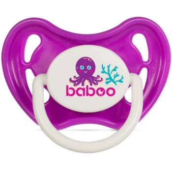 Пустышка симметричная Baboo Sea Life, силиконовая, 0+ мес., фиолетовая (5-031) - Pampik