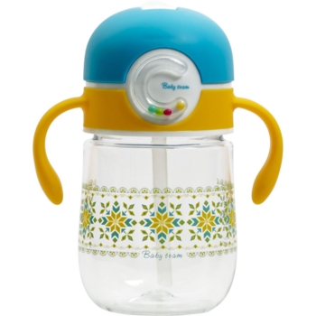 Поильник Baby Team с силиконовой трубочкой и ручками, 300 мл, ранжевый с синим (5040) - Pampik