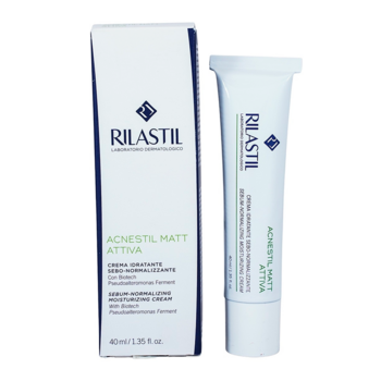 Крем для обличчя Rilastil Acnestil Attiva матуючий, себонормалізуючий, зволожуючий, для схильної до акне шкіри, 40 мл - Pampik