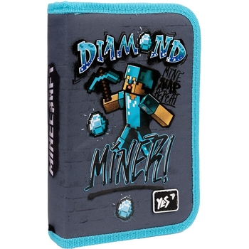 Пенал жесткий Yes HP-02 Minecraft, 13х21х3 см, серый (533400) - Pampik