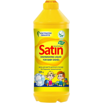 Засіб для миття дитячого посуду Satin Natural Balance, з екстрактом евкаліпту, 500 мл - Pampik